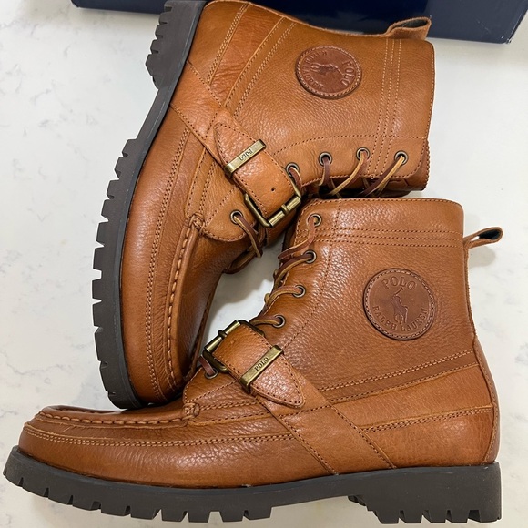 Polo by Ralph Lauren Tan Moc-Toe Boots Durable Sole - Picture 6 of 14